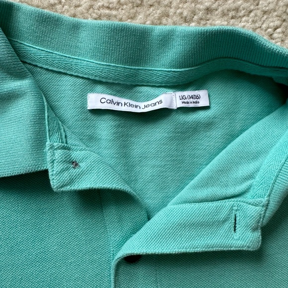 Calvin‎ Klein short sleeved polo  top size 14/16 (large) collar boys teal - Picture 3 of 6